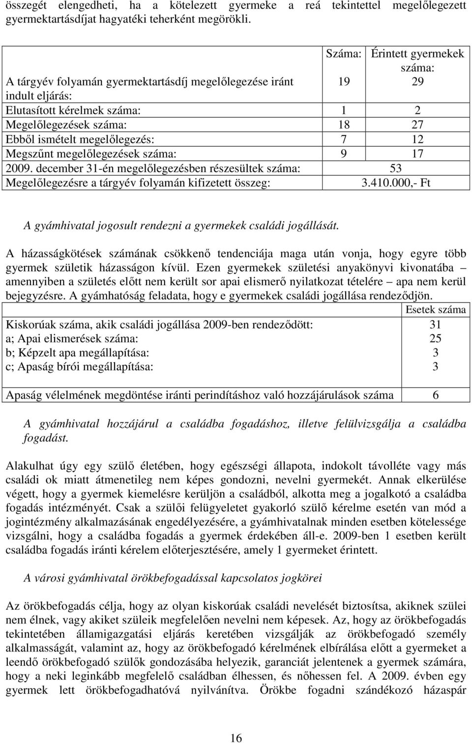 megelőlegezés: 7 12 Megszűnt megelőlegezések száma: 9 17 2009. december 31-én megelőlegezésben részesültek száma: 53 Megelőlegezésre a tárgyév folyamán kifizetett összeg: 3.410.