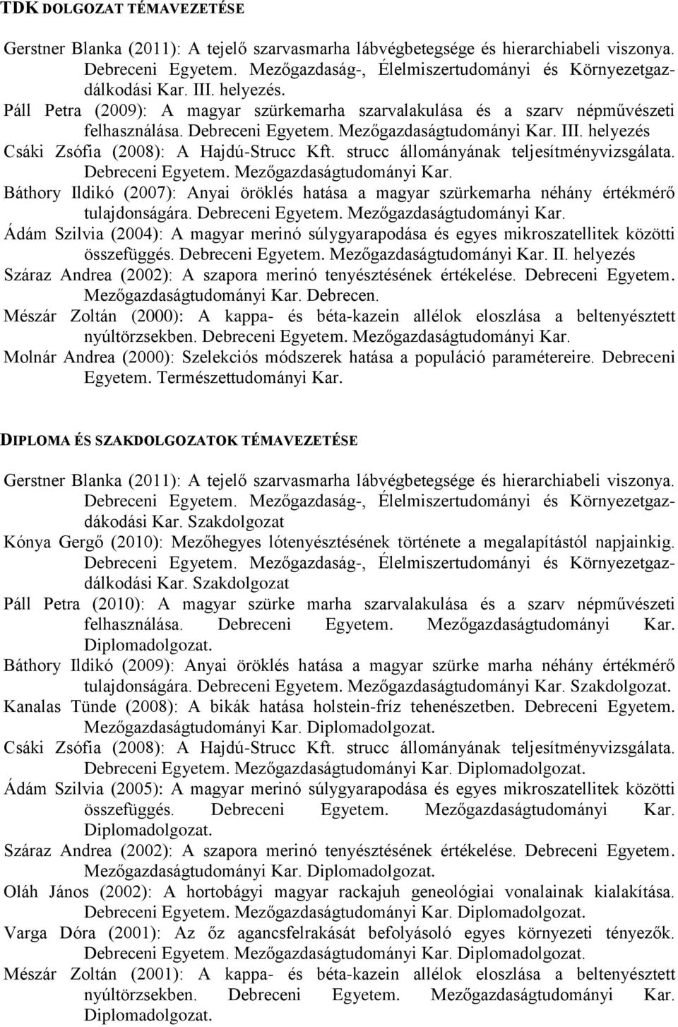 helyezés Csáki Zsófia (2008): A Hajdú-Strucc Kft. strucc állományának teljesítményvizsgálata. Debreceni Egyetem. Mezőgazdaságtudományi Kar.