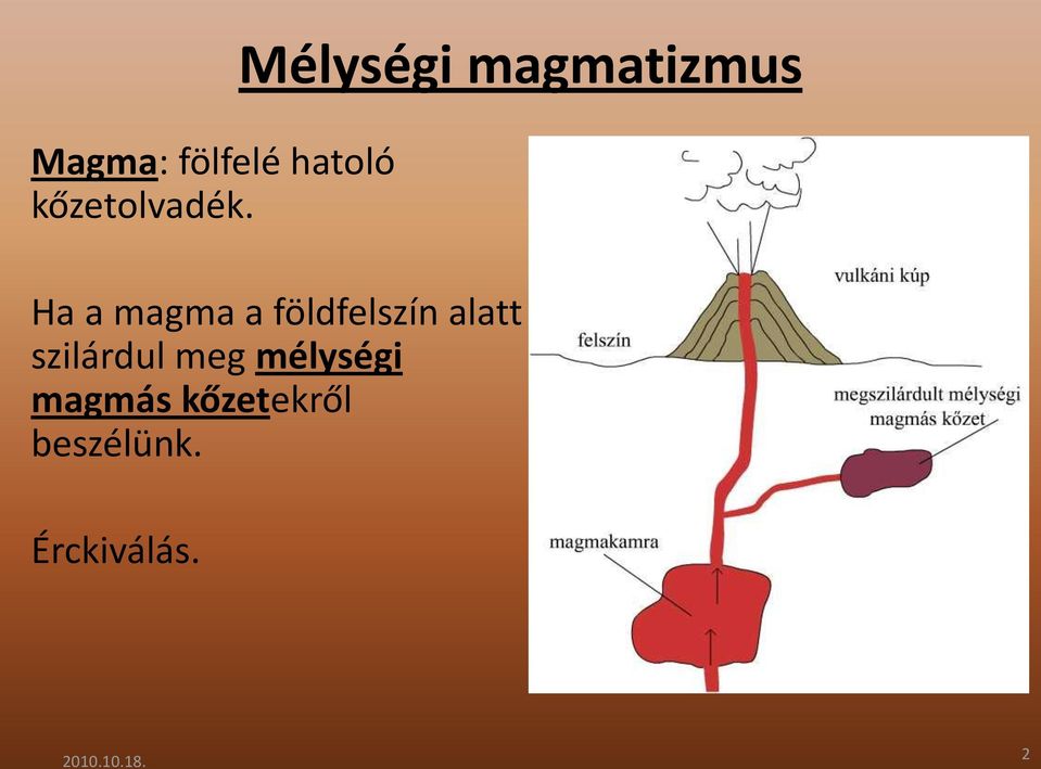 földfelszín alatt szilárdul meg