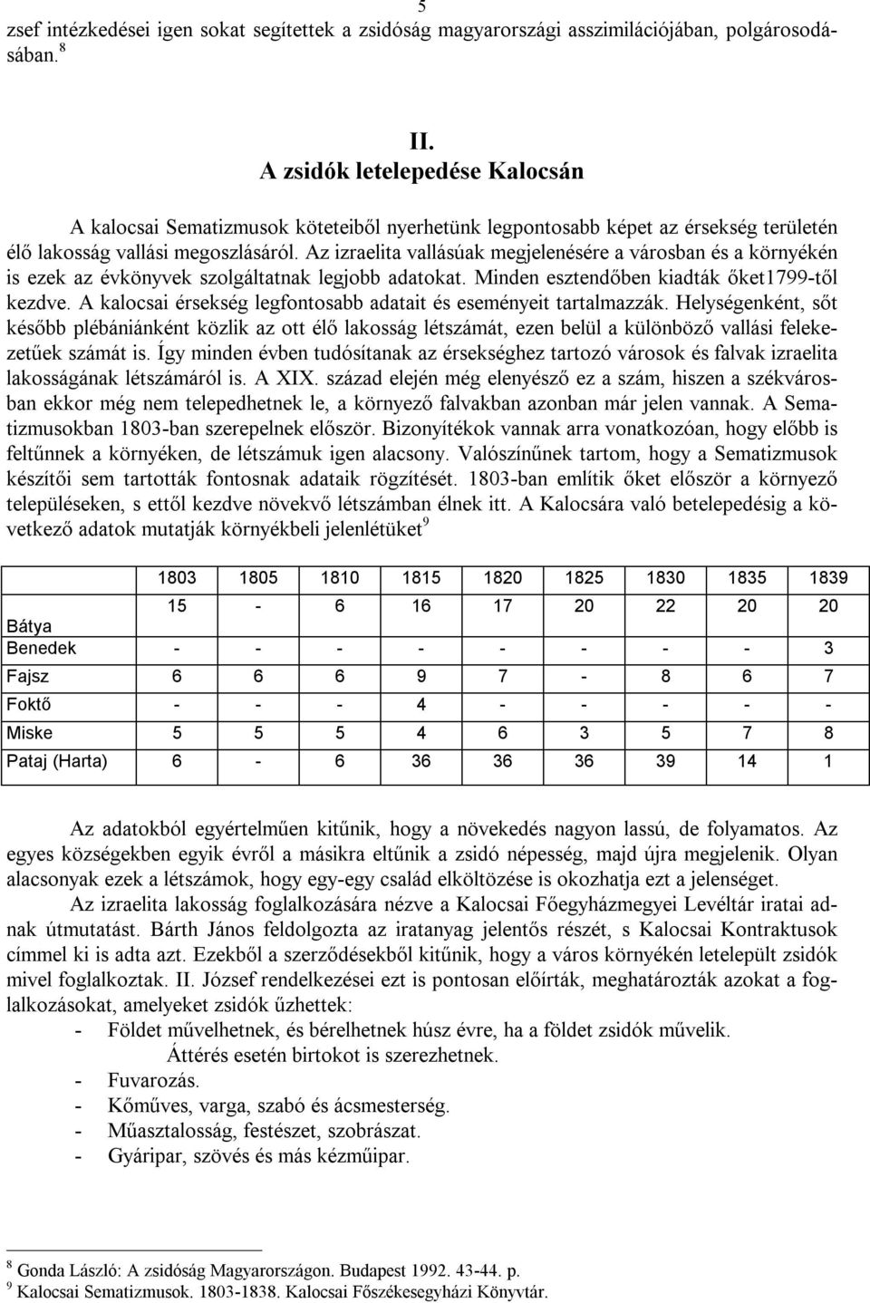 Az izraelita vallásúak megjelenésére a városban és a környékén is ezek az évkönyvek szolgáltatnak legjobb adatokat. Minden esztendőben kiadták őket1799-től kezdve.