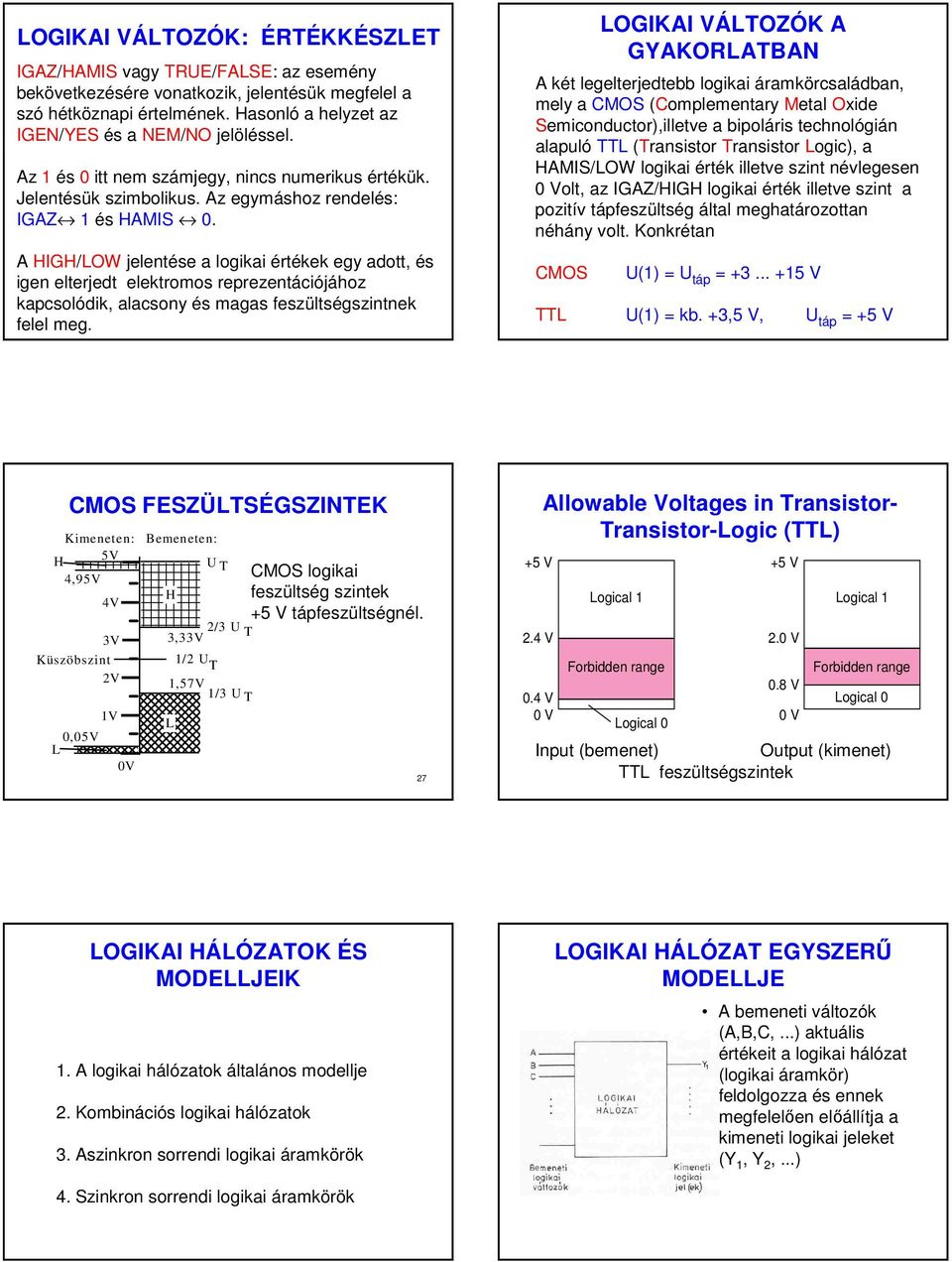 A HIGH/LOW jelentése a logikai értékek egy adott, és igen elterjedt elektromos reprezentációjához kapcsolódik, alacsony és magas feszültségszintnek felel meg.