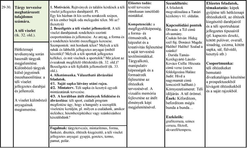 Rejtvények és találós kérdések a téli viselet jellegzetes darabjairól. Pl. Egy kis házban öt kis szoba sorakozik szépen, öt kis ember bújik oda melegedni télen. Mi az? (kesztyű) 2.