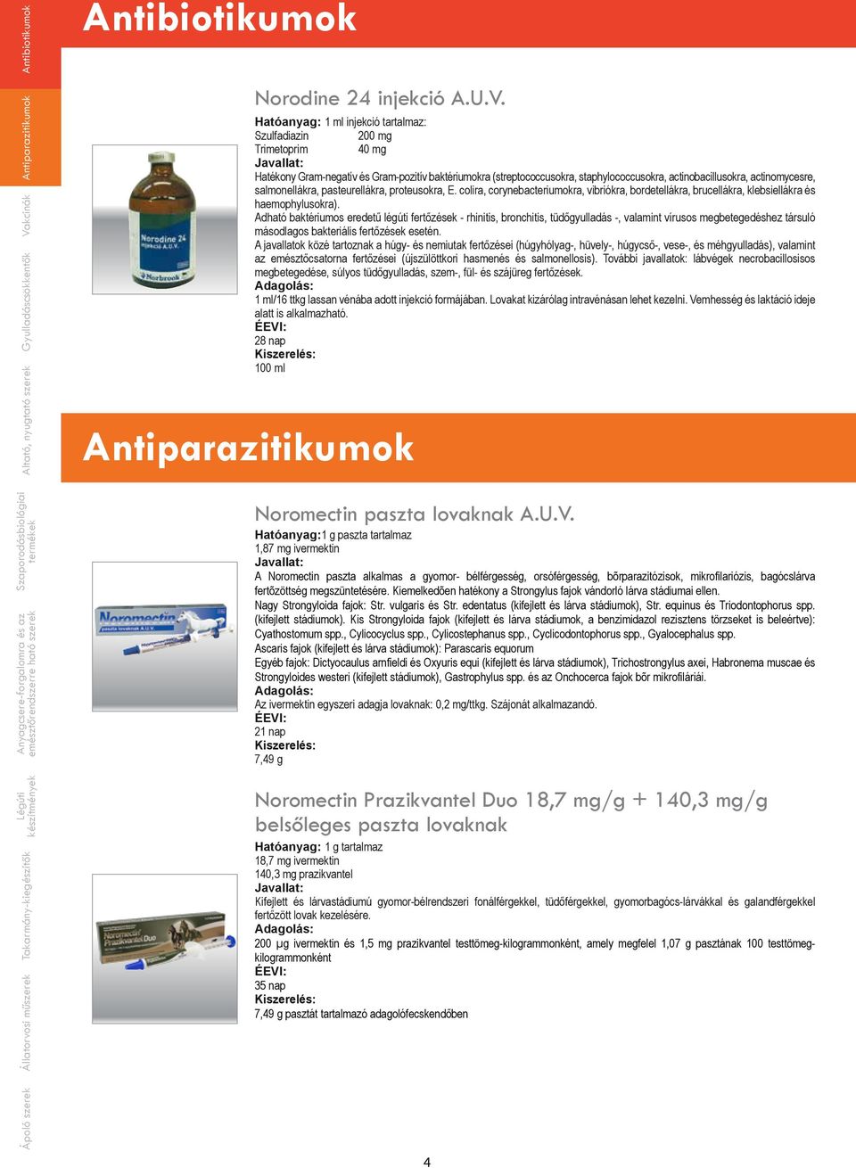 Antiparazitikumok 1 ml injekció tartalmaz: Szulfadiazin 200 mg Trimetoprim 40 mg Hatékony Gram-negatív és Gram-pozitív baktériu mokra (streptococcusokra, staphylococcusokra, actinobacillusokra,