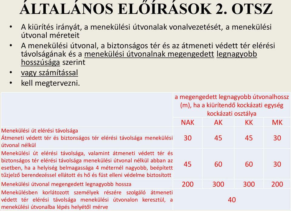 útvonalnak megengedett legnagyobb hosszúsága szerint vagy számítással kell megtervezni.