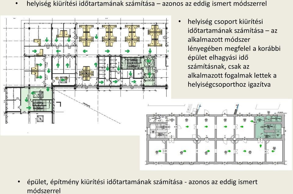 korábbi épület elhagyási idő számításnak, csak az alkalmazott fogalmak lettek a