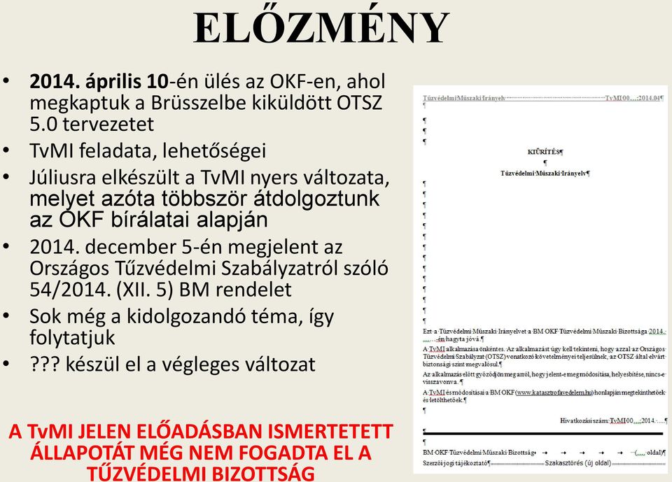 bírálatai alapján 2014. december 5-én megjelent az Országos Tűzvédelmi Szabályzatról szóló 54/2014. (XII.