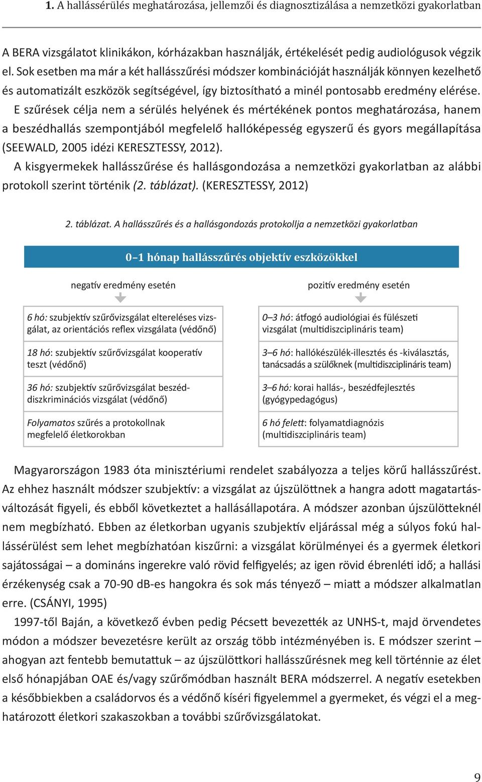 E szűrések célja nem a sérülés helyének és mértékének pontos meghatározása, hanem a beszédhallás szempontjából megfelelő hallóképesség egyszerű és gyors megállapítása (SEEWALD, 2005 idézi