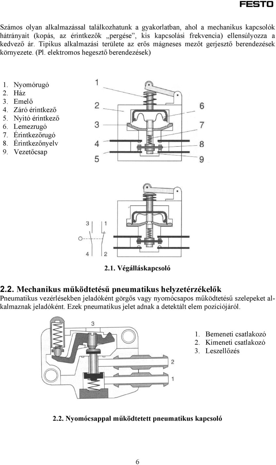 Lemezrugó 7. Érintkezőrugó 8. Érintkezőnyelv 9. Vezetőcsap 2.