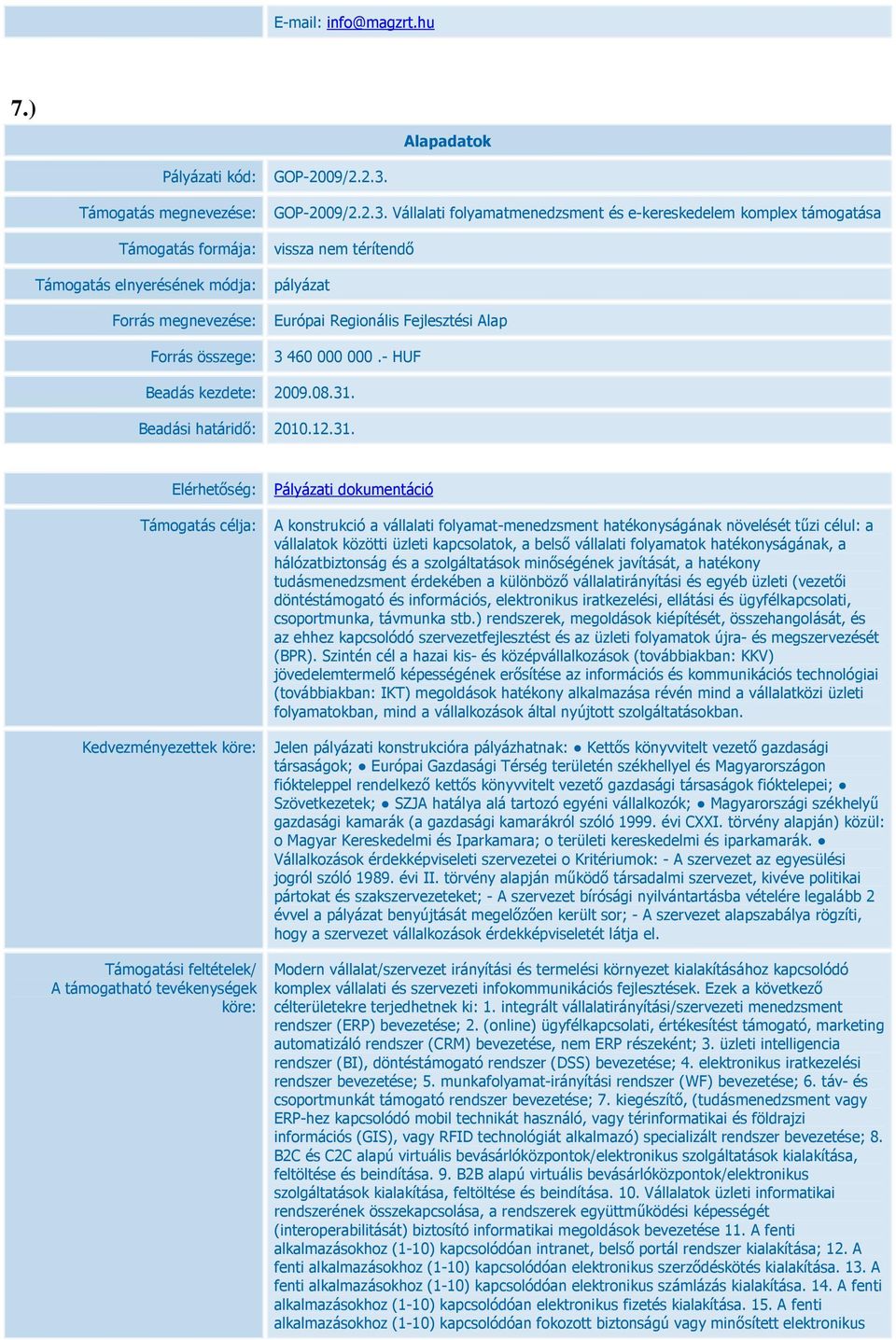 Beadási határidő: 2010.12.31.