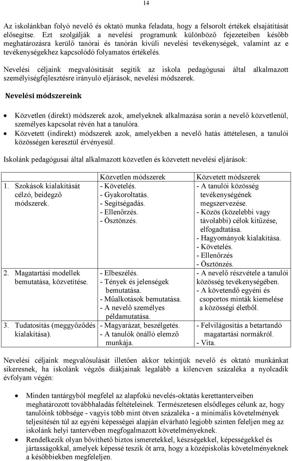 értékelés. Nevelési céljaink megvalósítását segítik az iskola pedagógusai által alkalmazott személyiségfejlesztésre irányuló eljárások, nevelési módszerek.