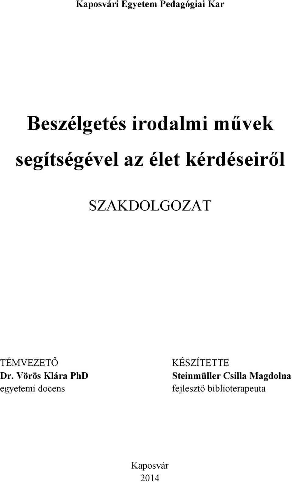 TÉMVEZETŐ Dr.