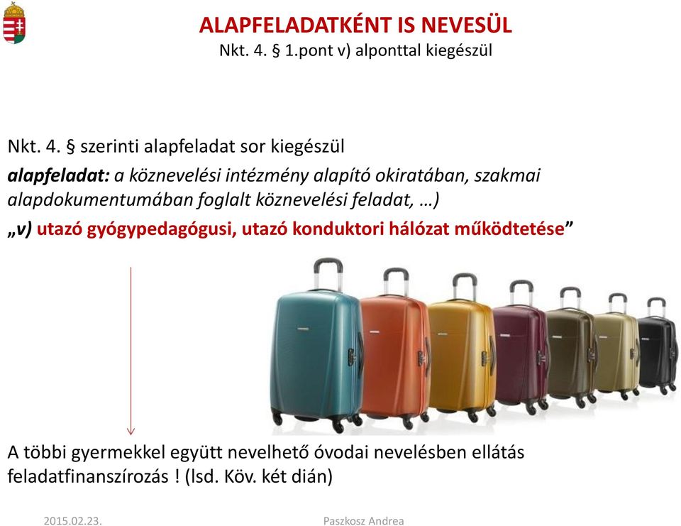 szerinti alapfeladat sor kiegészül alapfeladat: a köznevelési intézmény alapító okiratában, szakmai