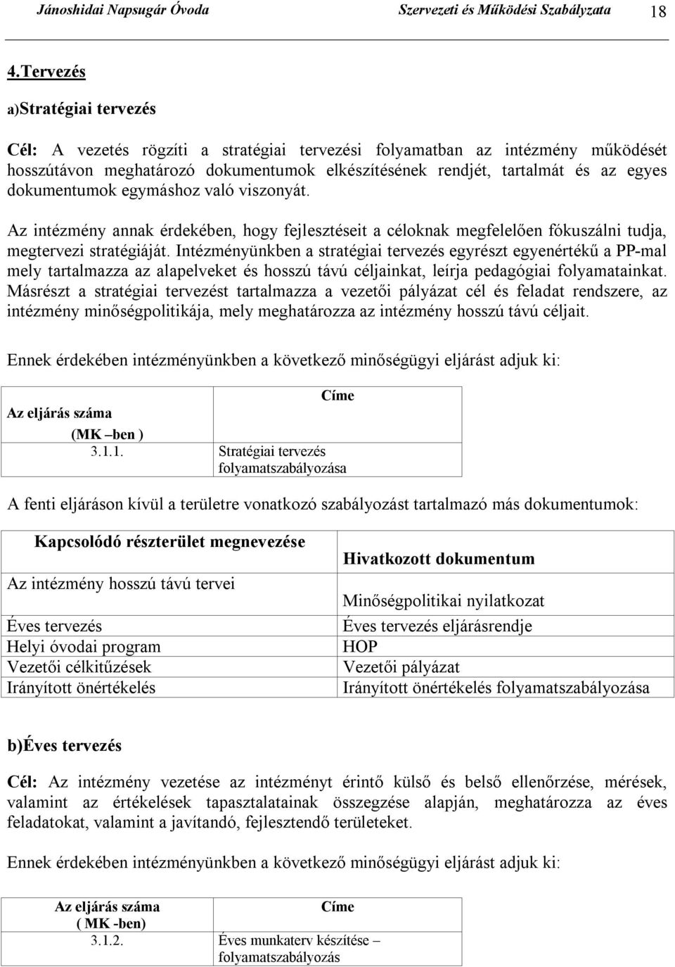 dokumentumok egymáshoz való viszonyát. Az intézmény annak érdekében, hogy fejlesztéseit a céloknak megfelelően fókuszálni tudja, megtervezi stratégiáját.