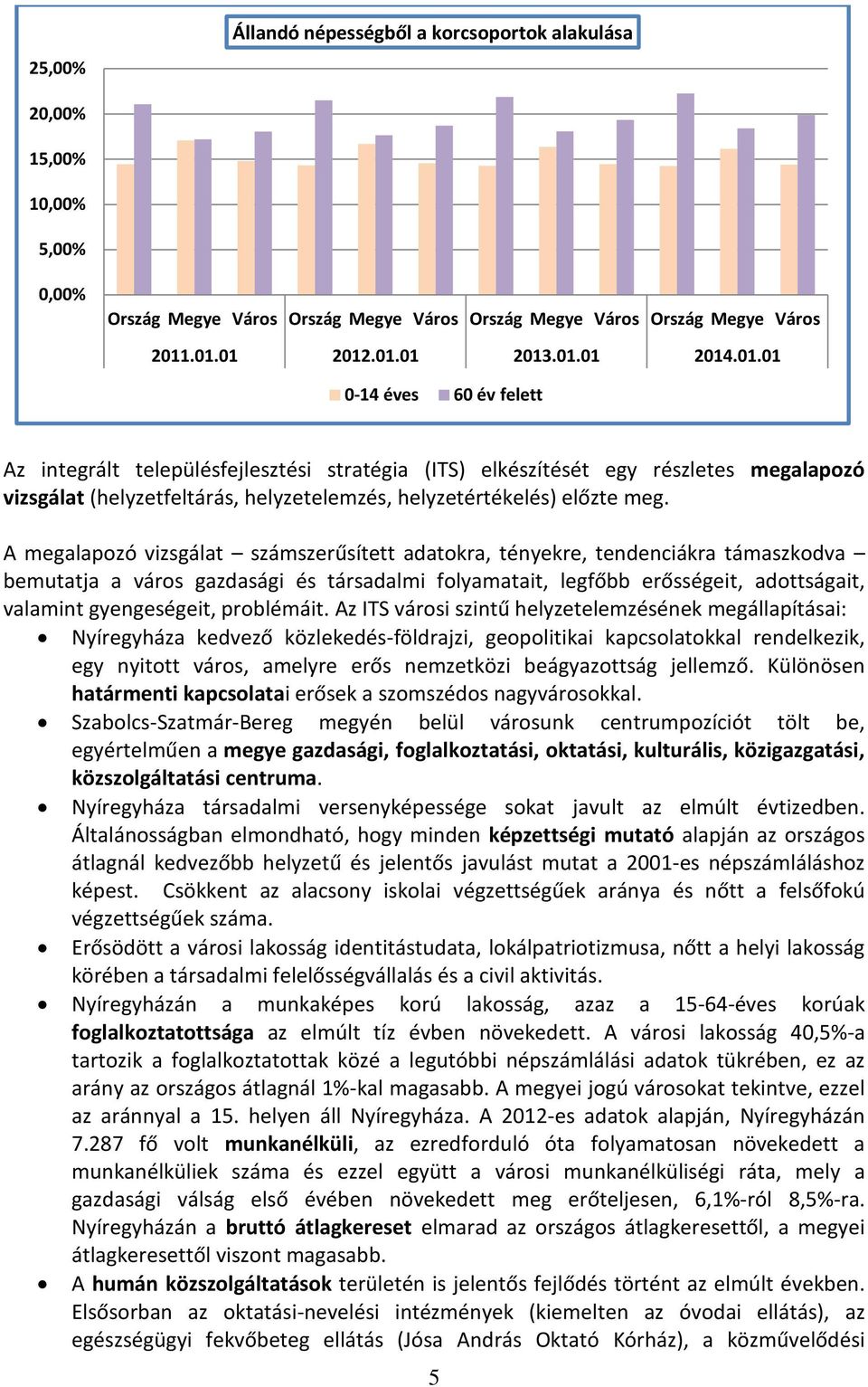 A megalapozó vizsgálat számszerűsített adatokra, tényekre, tendenciákra támaszkodva bemutatja a város gazdasági és társadalmi folyamatait, legfőbb erősségeit, adottságait, valamint gyengeségeit,