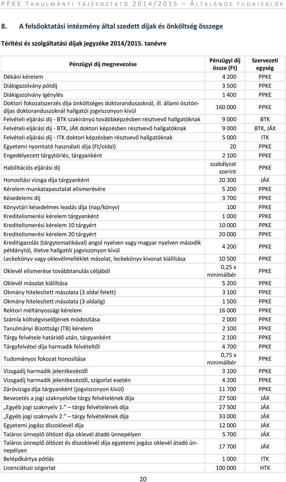 önköltséges doktoranduszoknál, ill.