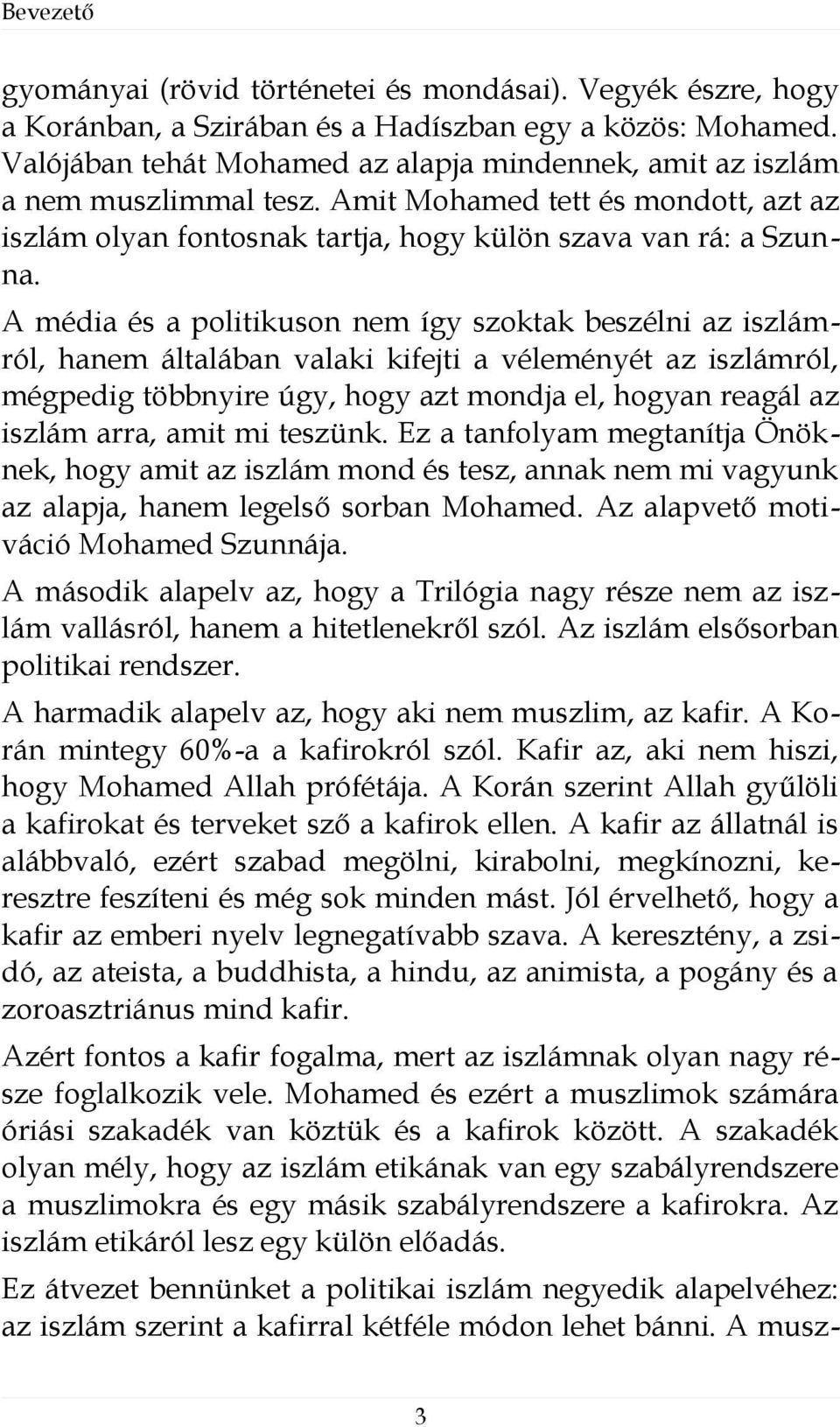 A média és a politikuson nem így szoktak beszélni az iszlámról, hanem általában valaki kifejti a véleményét az iszlámról, mégpedig többnyire úgy, hogy azt mondja el, hogyan reagál az iszlám arra,