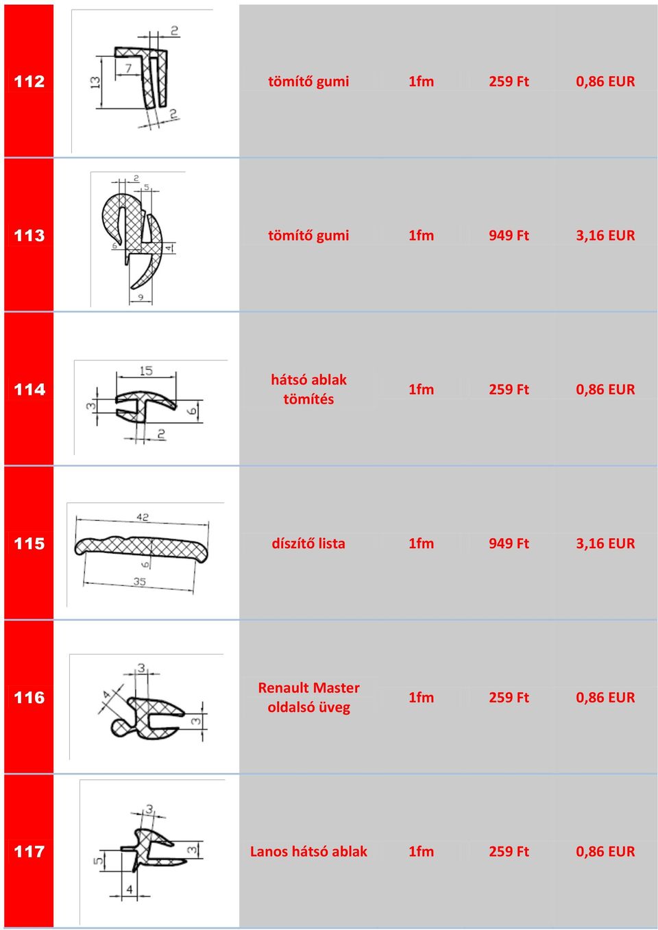 díszítő lista 949 Ft 3,16 EUR 116 Renault Master