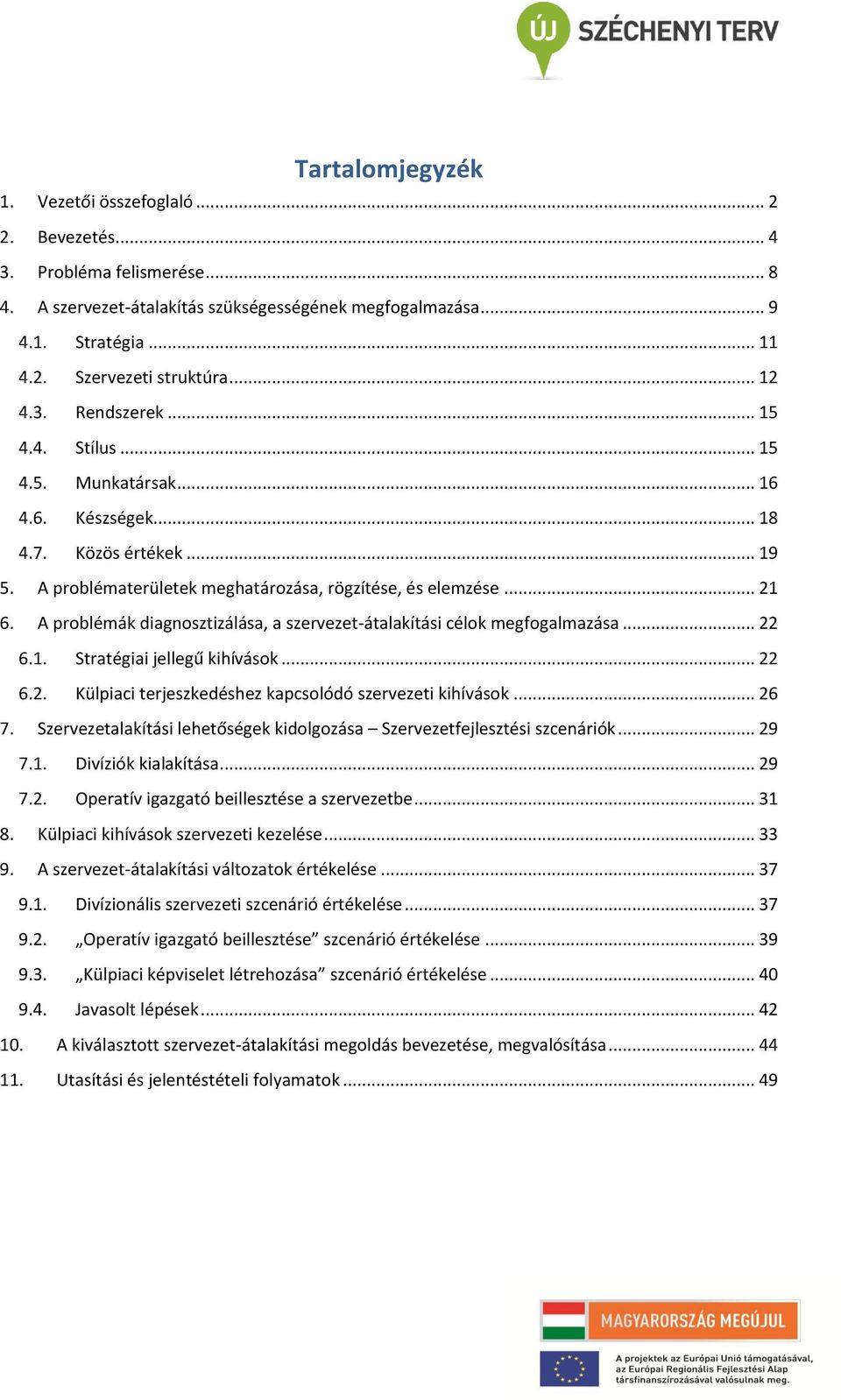 A problémák diagnosztizálása, a szervezet-átalakítási célok megfogalmazása... 22 6.1. Stratégiai jellegű kihívások... 22 6.2. Külpiaci terjeszkedéshez kapcsolódó szervezeti kihívások... 26 7.