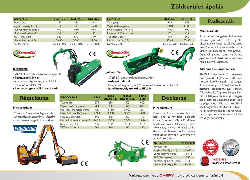 (le) 20-40 30-45 35-50 Kardán méret 6 x 8 x 1600 6 x 8 x 1600 6 x 8 x 1600 ardeno F-140 F-180 Tömeg (kg) 598 658 Vágás szélesség (mm) 1,400 1,800 Munkapozíció fent (fok) +90 +90 Munkapozíció lent