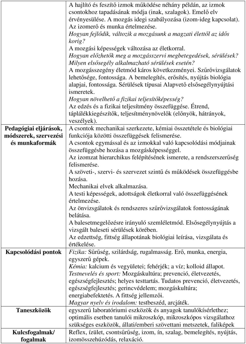 Hogyan előzhetők meg a mozgásszervi megbetegedések, sérülések? Milyen elsősegély alkalmazható sérülések esetén? A mozgásszegény életmód káros következményei. Szűrővizsgálatok lehetősége, fontossága.