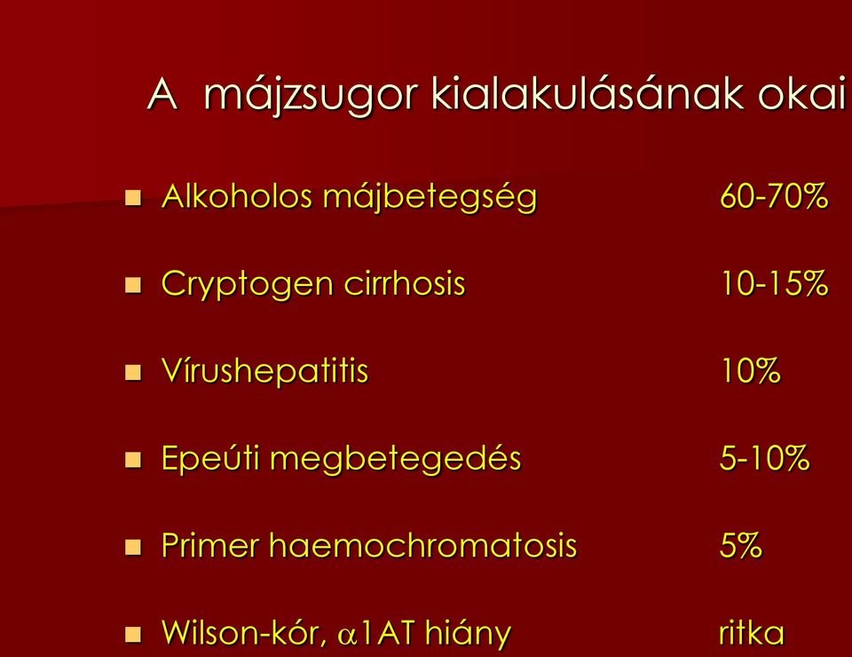 Vírushepatitis 10% Epeúti megbetegedés 5-10%