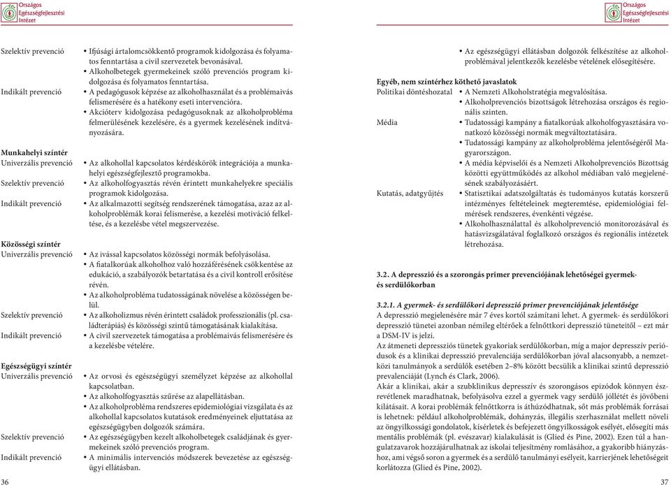 Alkoholbetegek gyermekeinek szóló prevenciós program kidolgozása és folyamatos fenntartása. A pedagógusok képzése az alkoholhasználat és a problémaivás felismerésére és a hatékony eseti intervencióra.