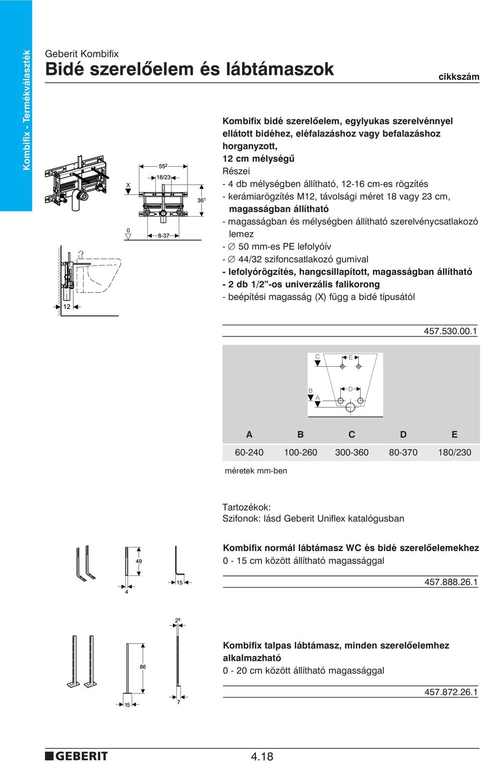 50 mm-es PE lefolyóív - 44/32 szifoncsatlakozó gumival - lefolyórögzítés, hangcsillapított, magasságban állítható - 2 db 1/2 -os univerzális falikorong - beépítési magasság (X) függ a bidé típusától