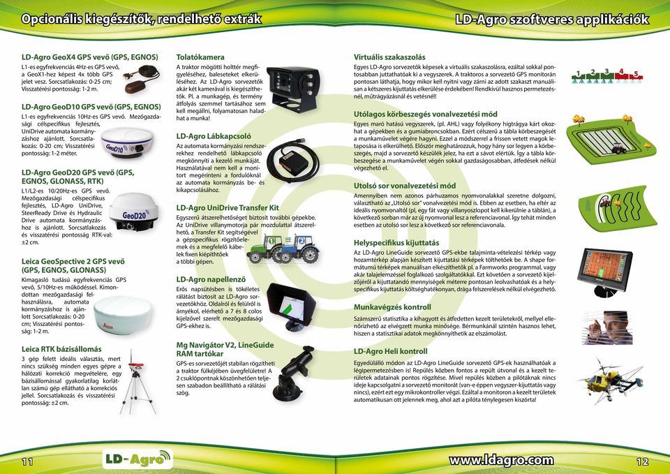 Mezőgazdasági célspecifikus fejlesztés, UniDrive automata kormányzáshoz ajánlott. Sorcsatlakozás: 0-20 cm; Visszatérési pontosság: 1-2 méter.