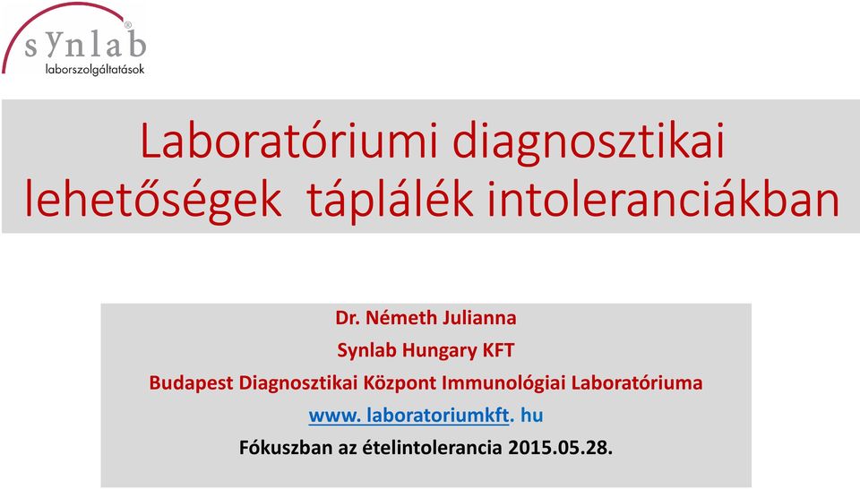 Németh Julianna Synlab Hungary KFT Budapest Diagnosztikai