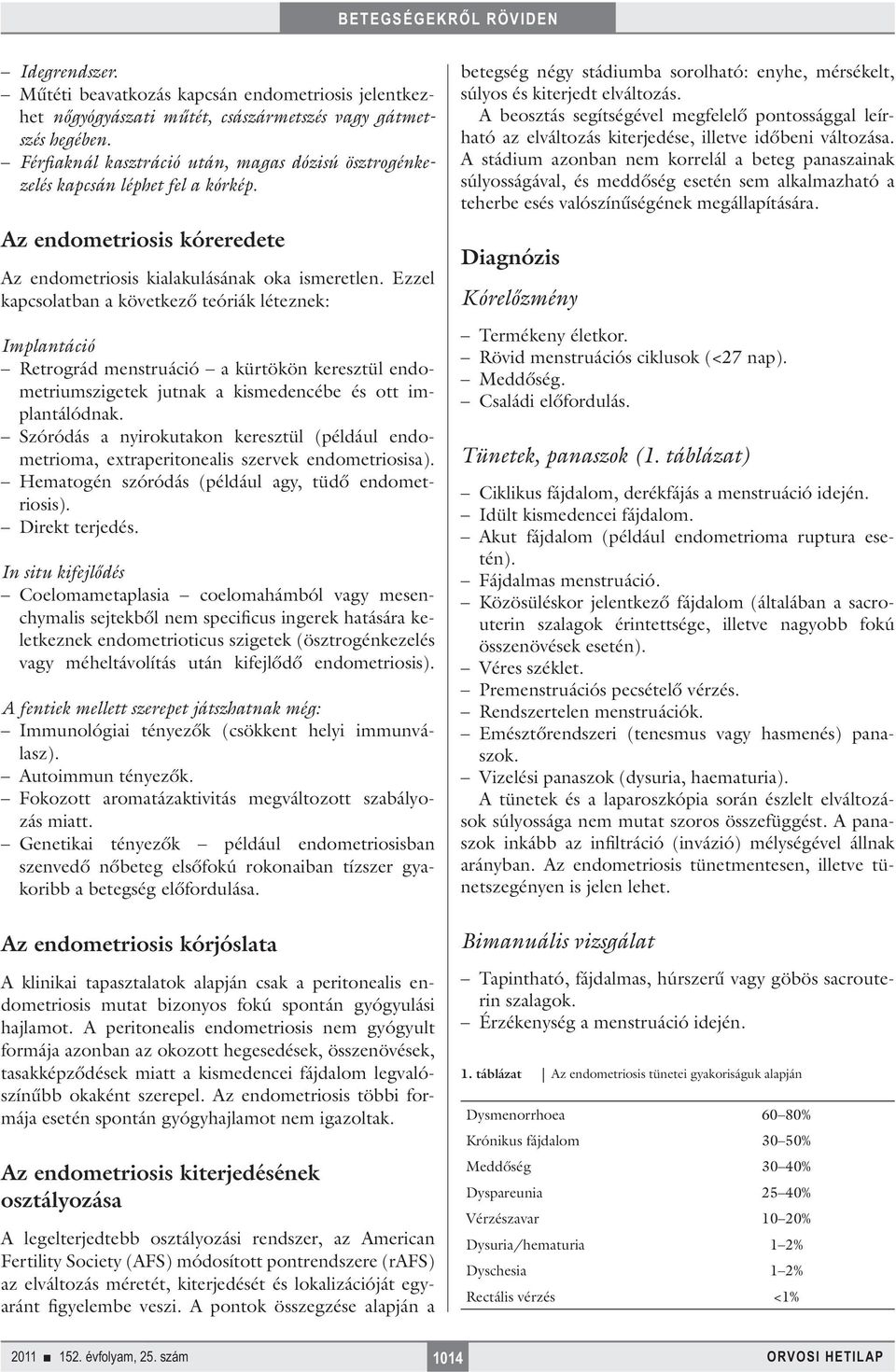 Ezzel kapcsolatban a következő teóriák léteznek: Implantáció Retrográd menstruáció a kürtökön keresztül endometriumszigetek jutnak a kismedencébe és ott implantálódnak.