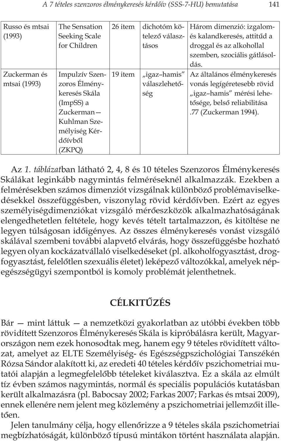 alkohollal szemben, szociális gátlásoldás. Az általános élménykeresés vonás legígéretesebb rövid igaz hamis mérési lehetôsége, belsô reliabilitása.77 (Zuckerman 1994). Az 1.