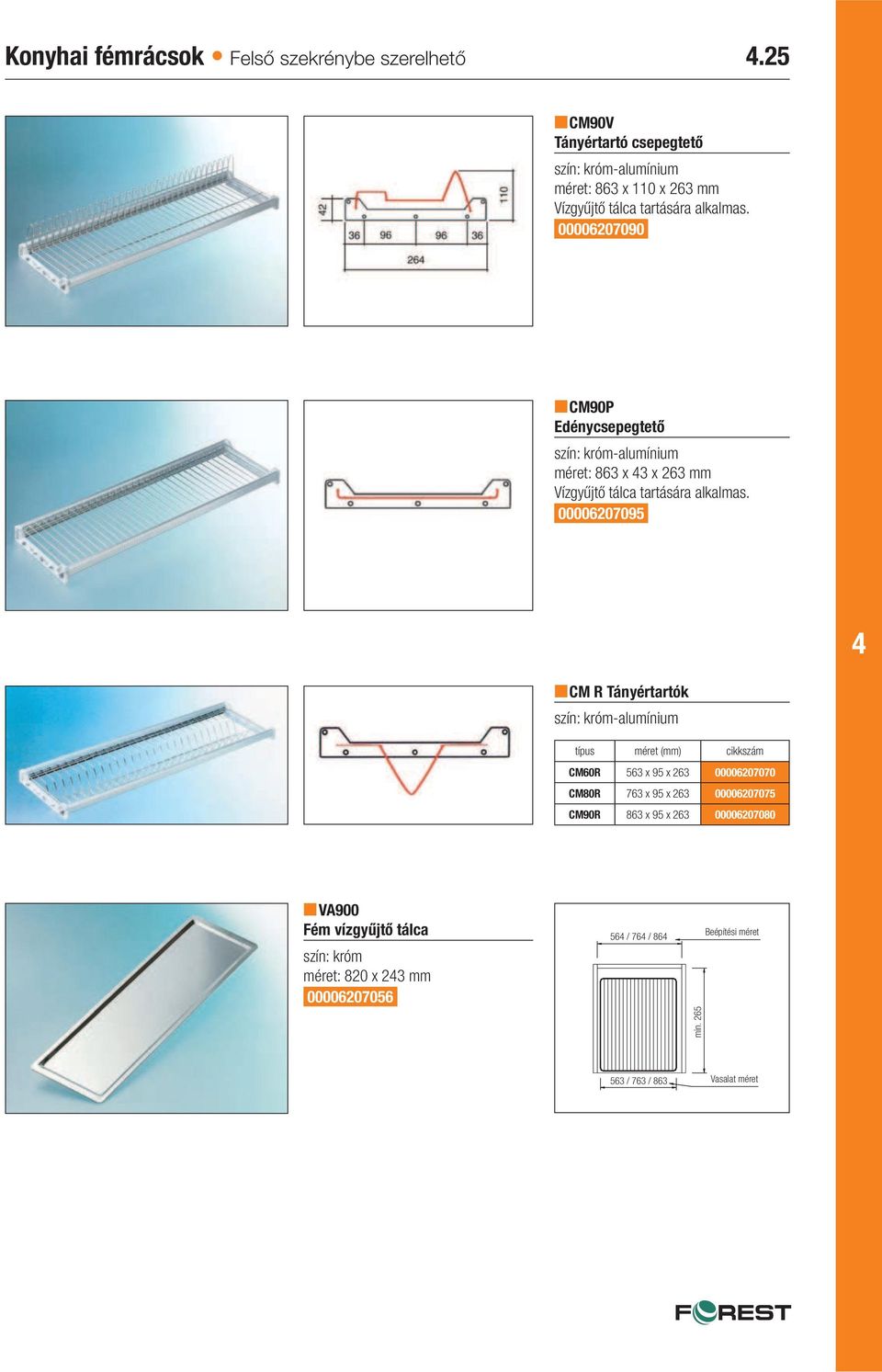 00006207090 CM90P Edénycsepegtető -alumínium méret: 863 x 3 x 263 mm Vízgyűjtő tálca tartására alkalmas.