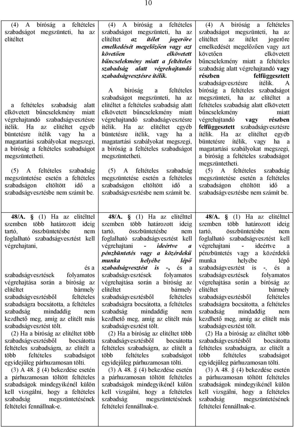 (5) A feltételes szabadság megszüntetése esetén a feltételes szabadságon eltöltött idő a szabadságvesztésbe nem számít be.