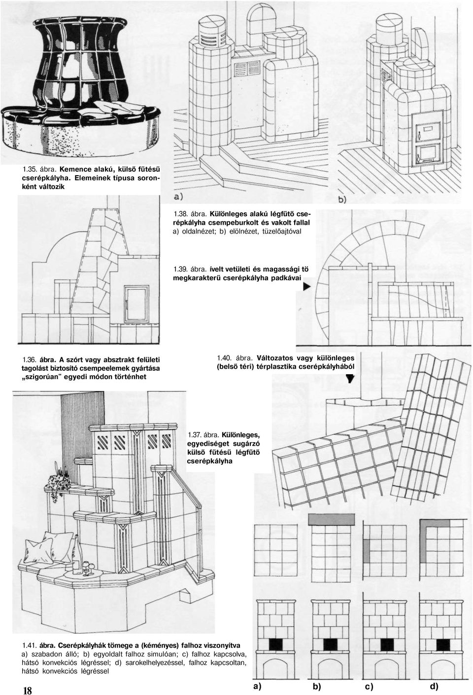ábra. Változatos vagy különleges (belső téri) térplasztika cserépkályhából T 1.37. ábra.