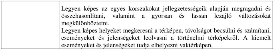 Legyen képes helyeket megkeresni a térképen, távolságot becsülni és számítani, eseményeket