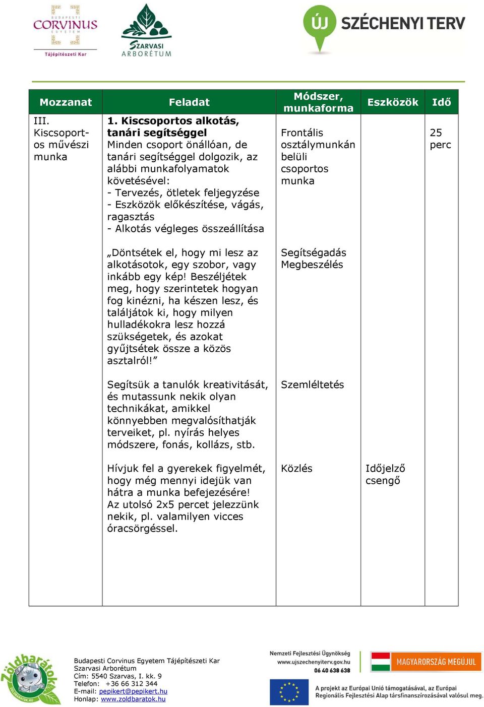 ragasztás - Alkotás végleges összeállítása Frontális osztálymunkán belüli csoportos munka 25 Döntsétek el, hogy mi lesz az alkotásotok, egy szobor, vagy inkább egy kép!