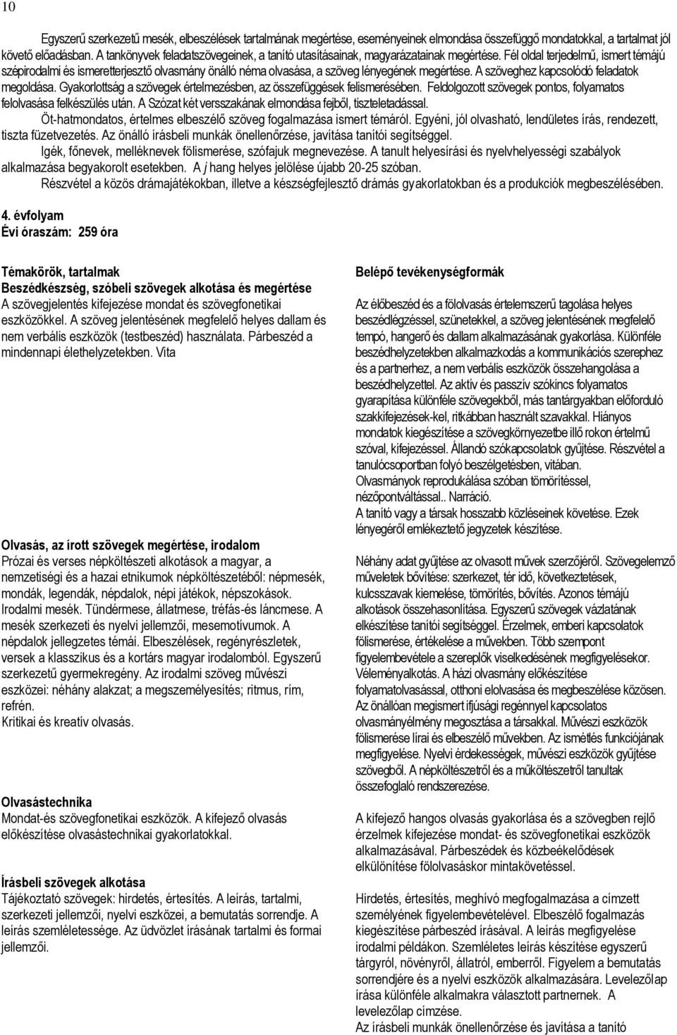 Fél oldal terjedelmű, ismert témájú szépirodalmi és ismeretterjesztő olvasmány önálló néma olvasása, a szöveg lényegének megértése. A szöveghez kapcsolódó feladatok megoldása.