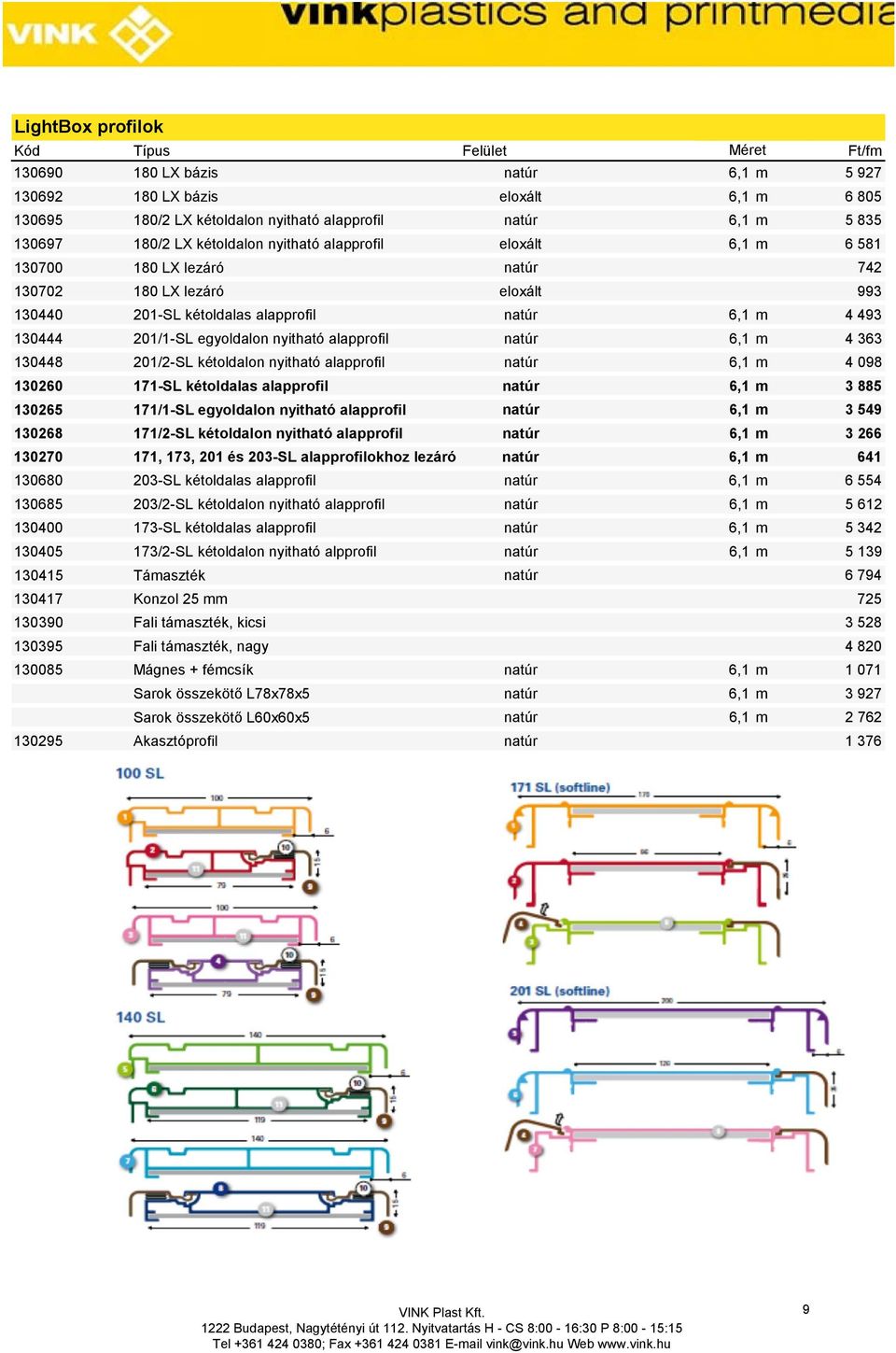 natúr 6,1 m 4 363 130448 201/2-SL kétoldalon nyitható alapprofil natúr 6,1 m 4 098 130260 171-SL kétoldalas alapprofil natúr 6,1 m 3 885 130265 171/1-SL egyoldalon nyitható alapprofil natúr 6,1 m 3