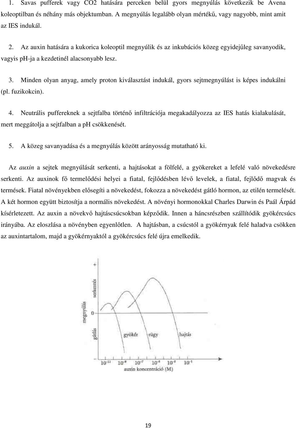 Az auxin hatására a kukorica koleoptil megnyúlik és az inkubációs közeg egyidejűleg savanyodik, vagyis ph-ja a kezdetinél alacsonyabb lesz. 3.