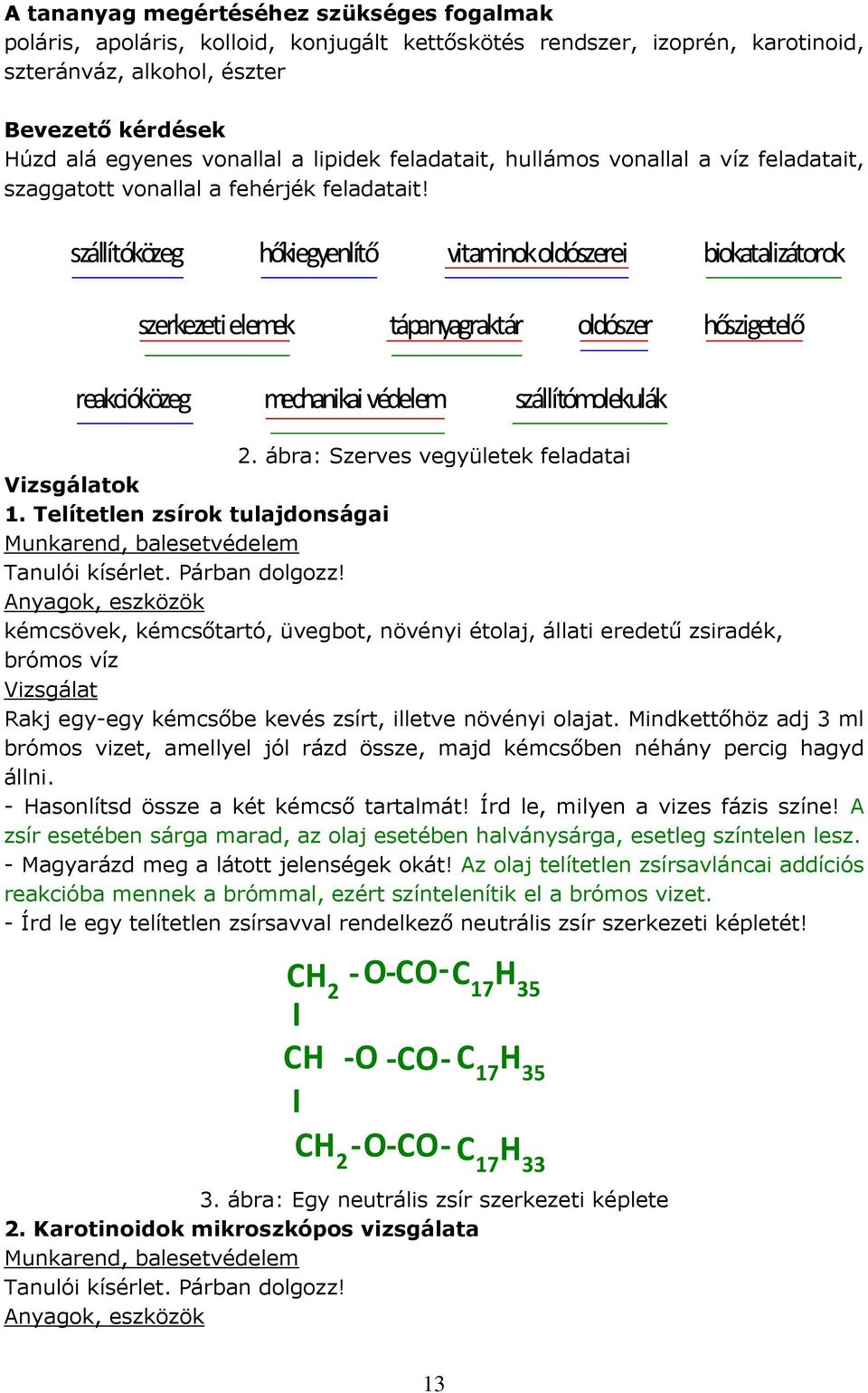 szállítóközeg hőkiegyenlítő vitaminok oldószerei biokatalizátorok szerkezeti elemek tápanyagraktár oldószer hőszigetelő reakcióközeg mechanikai védelem szállítómolekulák 2.