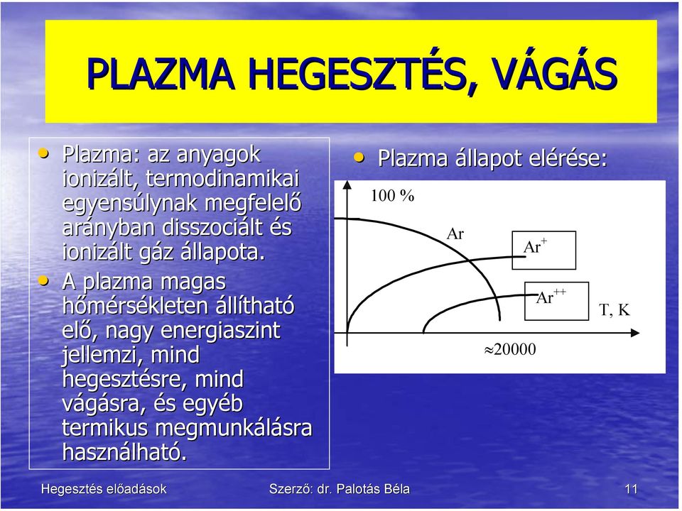 A plazma magas hőmérsékleten állítható elő, nagy energiaszint jellemzi, mind hegesztésre,