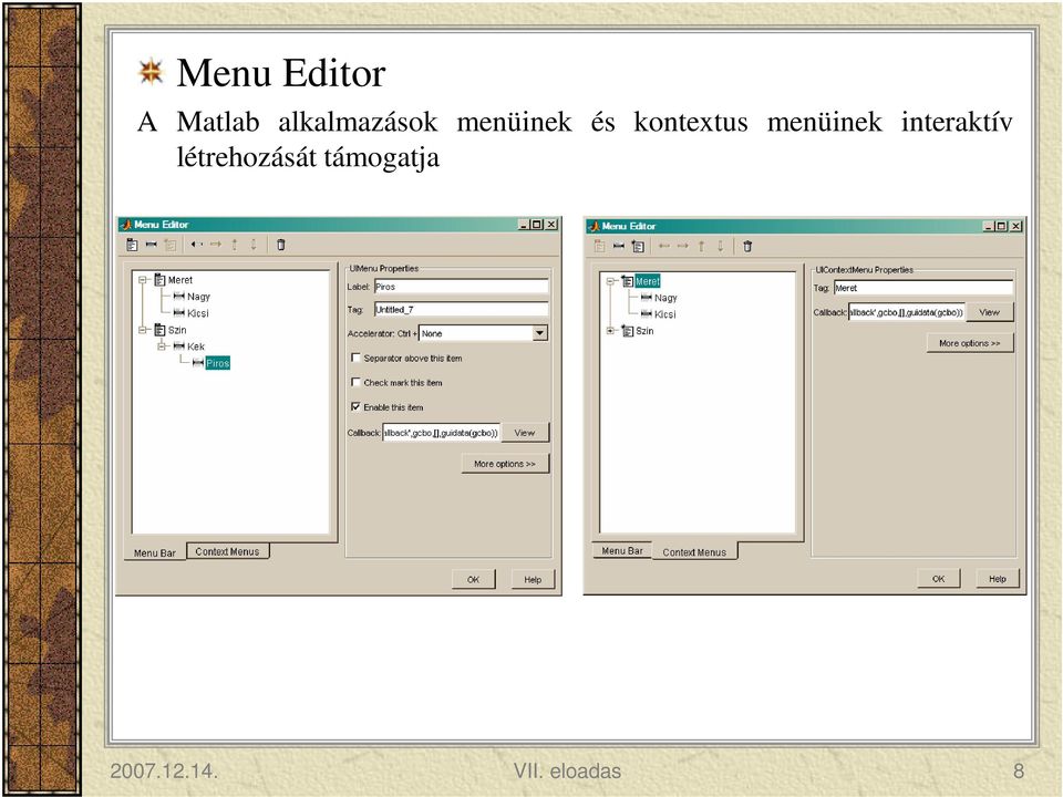 kontextus menüinek interaktív