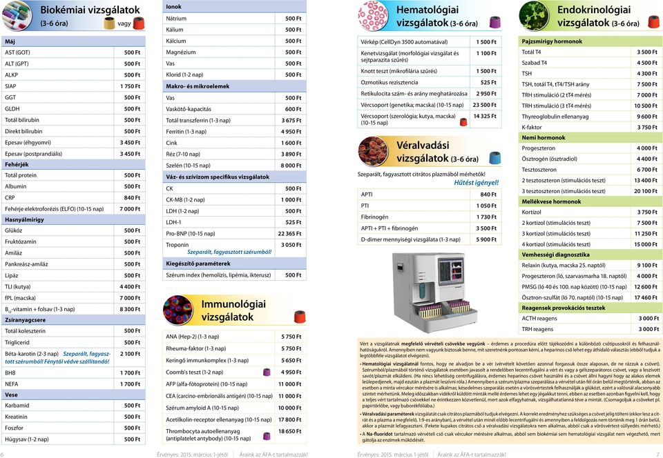 Hasnyálmirigy Glükóz Fruktózamin Amiláz Pankreász-amiláz 1 750 Ft 3 450 Ft 3 450 Ft 840 Ft Magnézium Vas Klorid (1-2 nap) Makro- és mikroelemek Vas Vaskötő-kapacitás Totál transzferrin (1-3 nap)