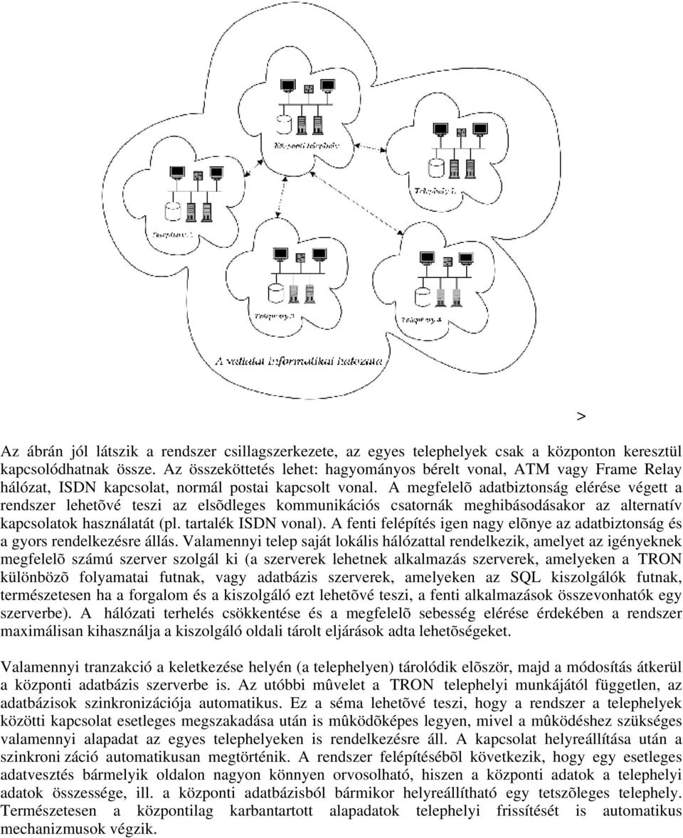 A megfelelõ adatbiztonság elérése végett a rendszer lehetõvé teszi az elsõdleges kommunikációs csatornák meghibásodásakor az alternatív kapcsolatok használatát (pl. tartalék ISDN vonal).