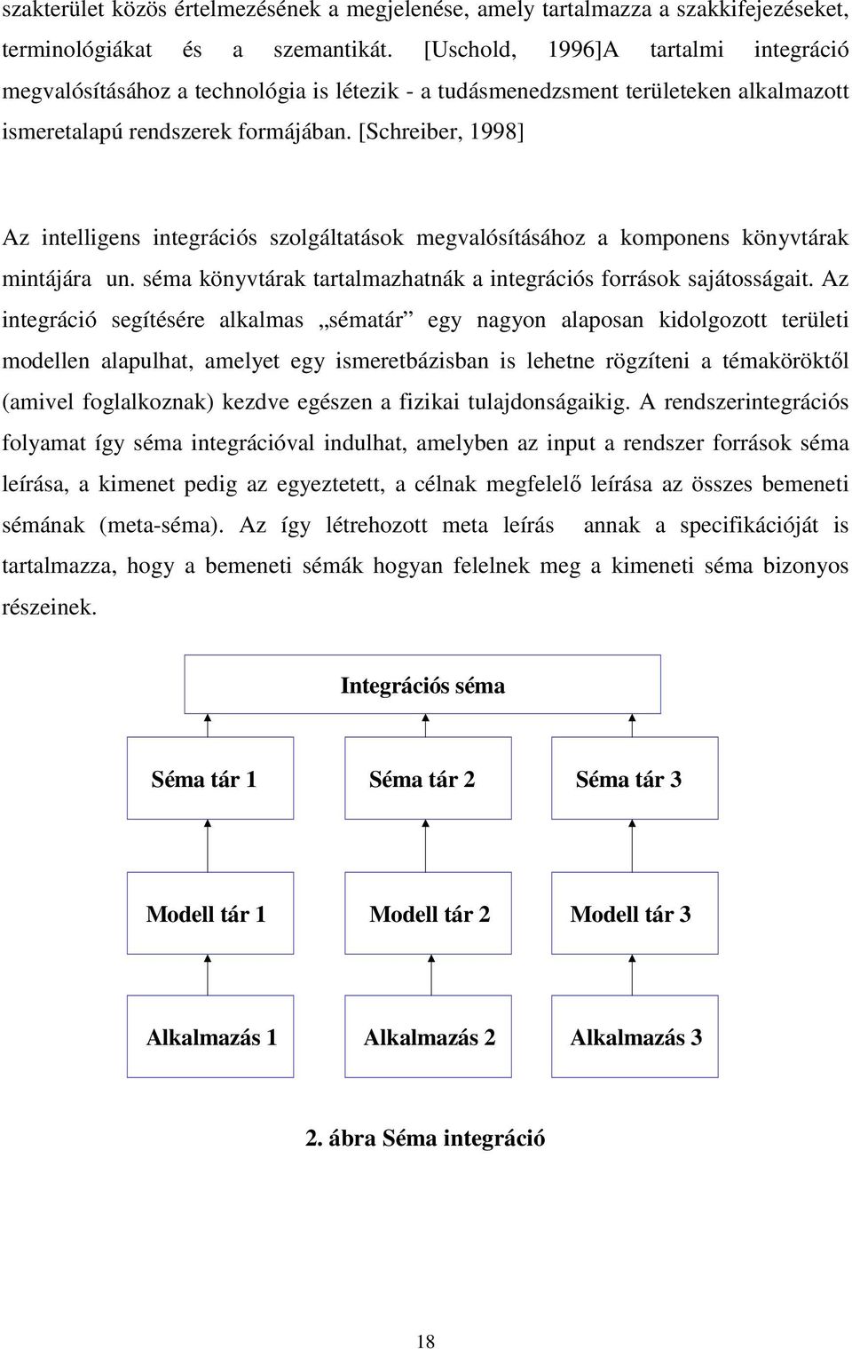 [Schreiber, 1998] Az intelligens integrációs szolgáltatások megvalósításához a komponens könyvtárak mintájára un. séma könyvtárak tartalmazhatnák a integrációs források sajátosságait.