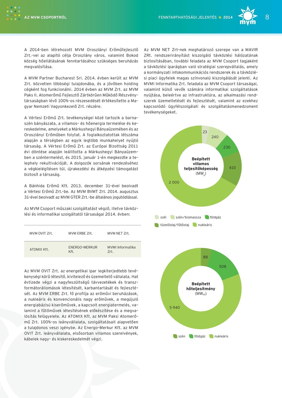 közvetlen többségi tulajdonába, és a jövőben holding cégként fog funkcionálni. 2014 évben az MVM Zrt. az MVM Paks II.