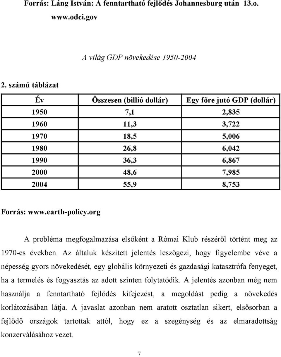 earth-policy.org A probléma megfogalmazása elsőként a Római Klub részéről történt meg az 1970-es években.