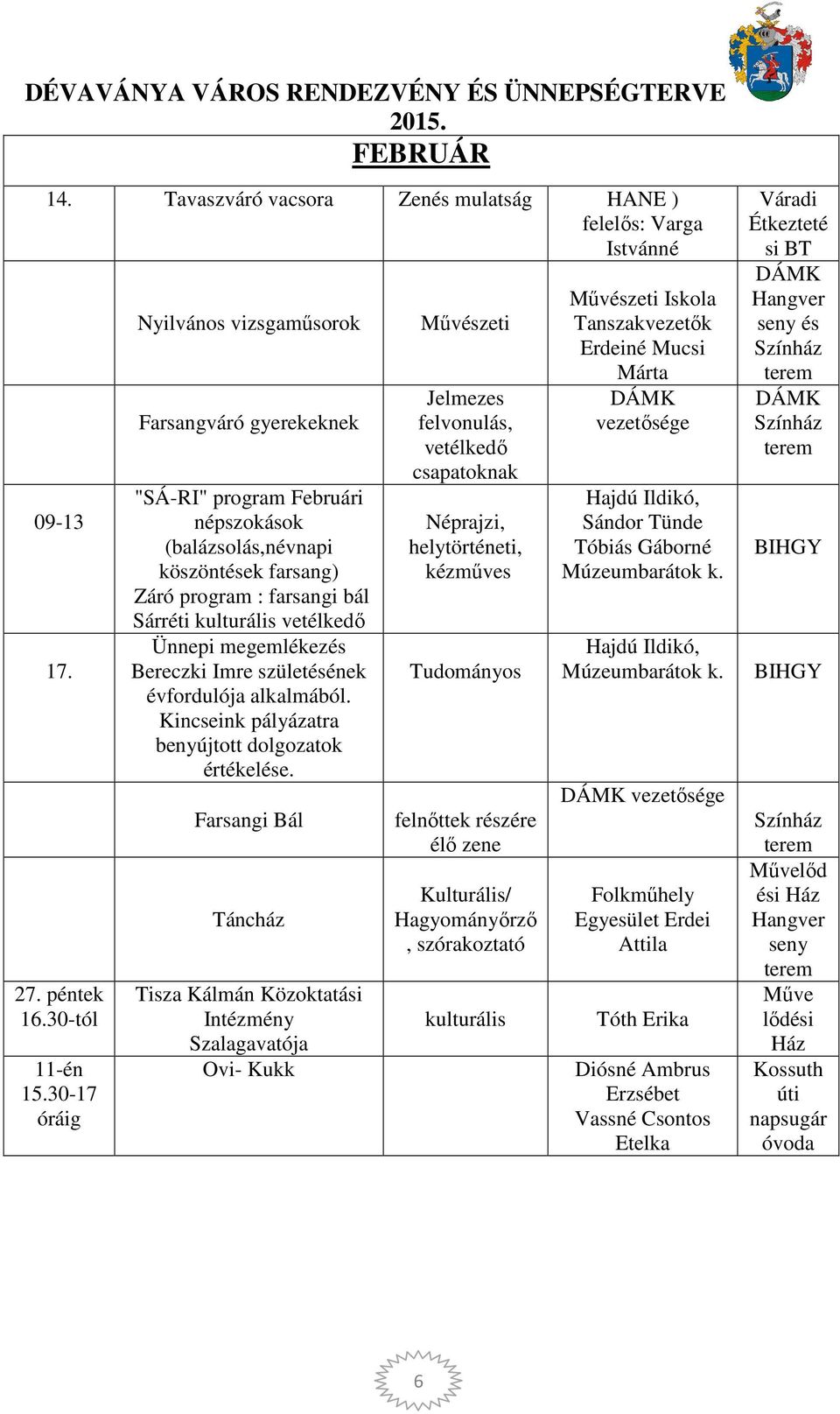 Ünnepi megemlékezés Bereczki Imre születésének évfordulója alkalmából. Kincseink pályázatra benyújtott dolgozatok értékelése.