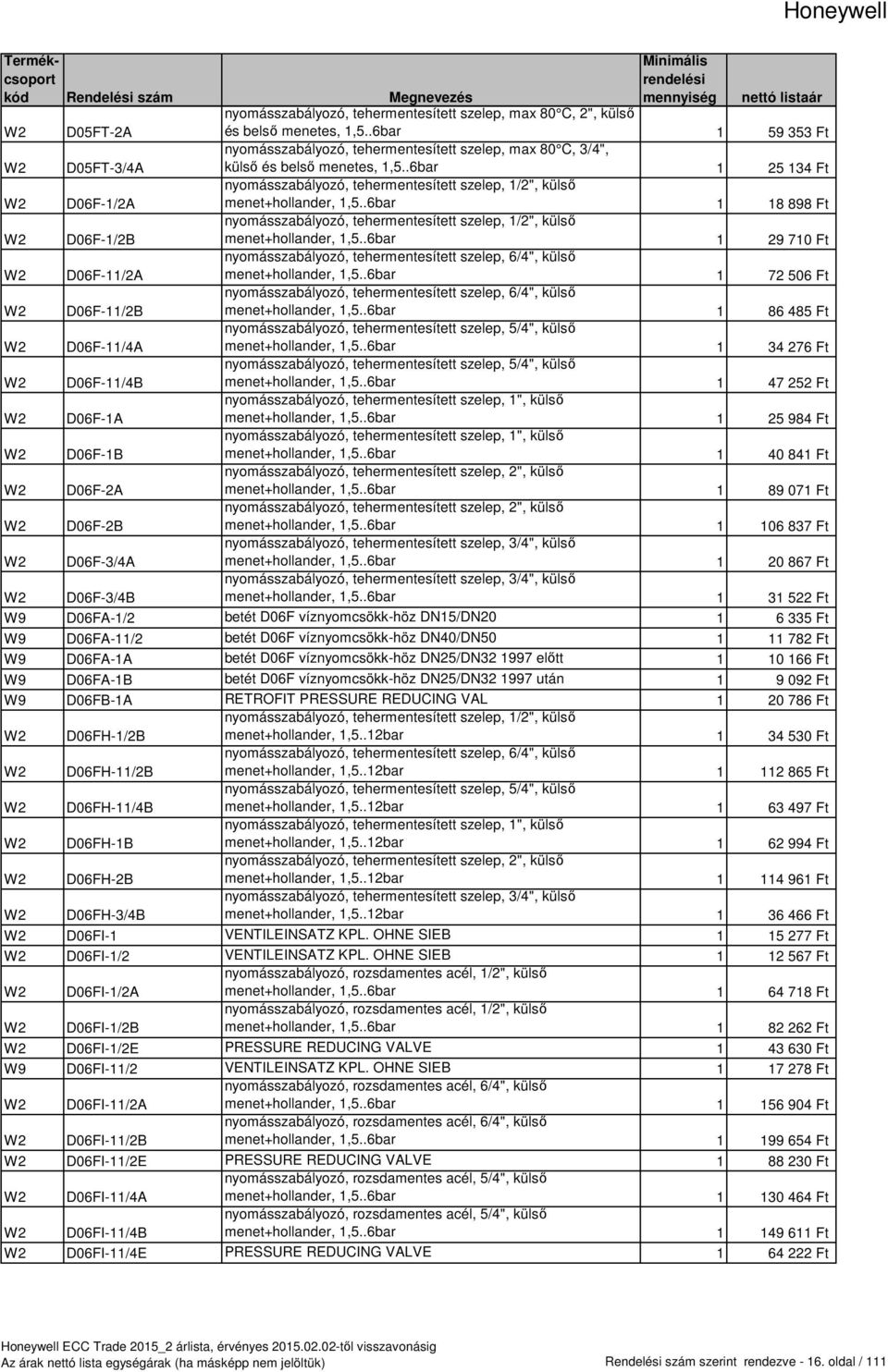 6/4", külső W2 D06F-11/2B nyomásszabályozó, tehermentesített szelep, 5/4", külső W2 D06F-11/4A nyomásszabályozó, tehermentesített szelep, 5/4", külső W2 D06F-11/4B nyomásszabályozó, tehermentesített