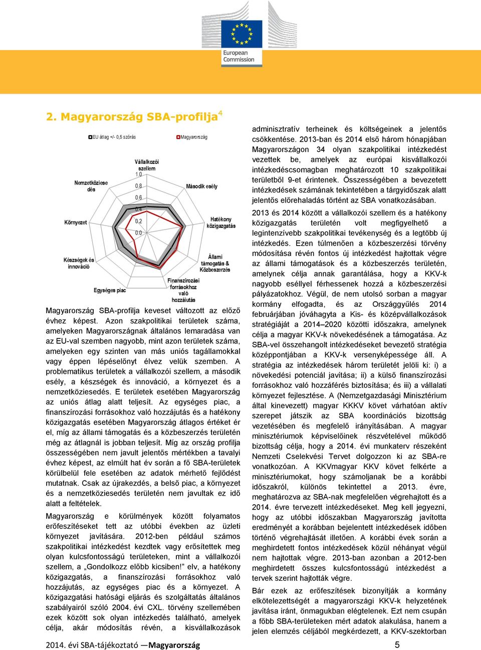 éppen lépéselőnyt élvez velük szemben. A problematikus területek a vállalkozói szellem, a második esély, a készségek és innováció, a környezet és a nemzetköziesedés.